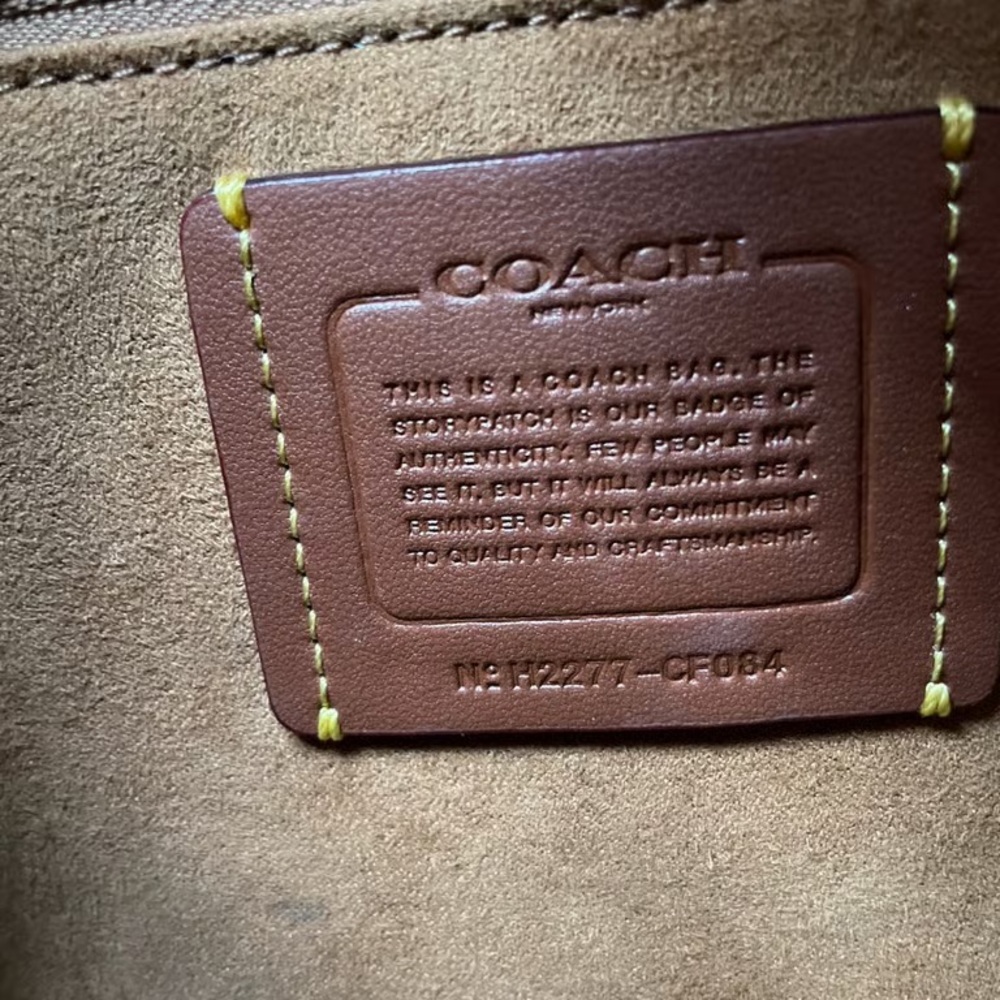 Coach Brown Leather Interior Patch with Yellow St… - image 5